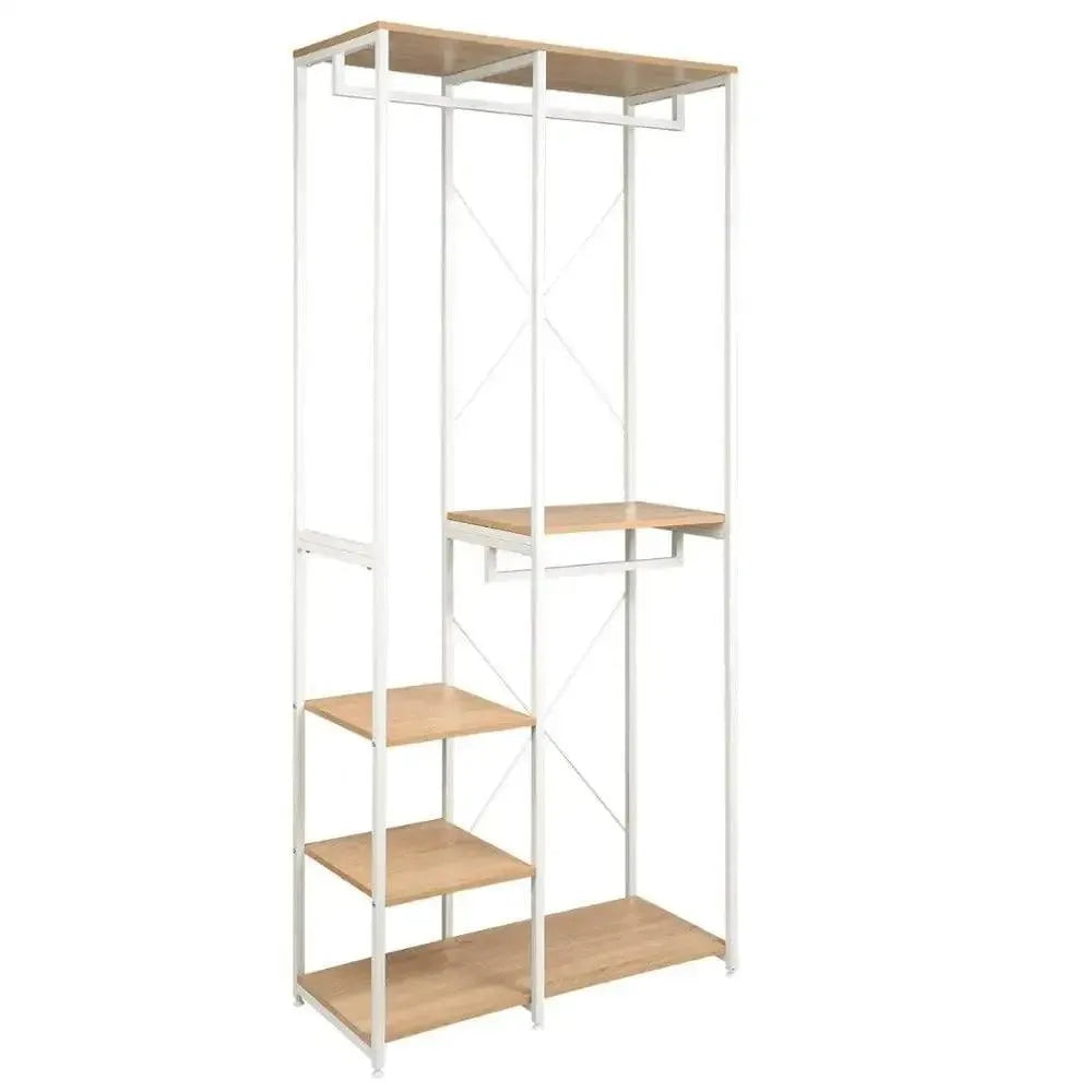 Feronza™ Houten Stalen Kledingrek Vloerstaand met Opslagplank en Schoenrek voor Slaapkamer - Feronza